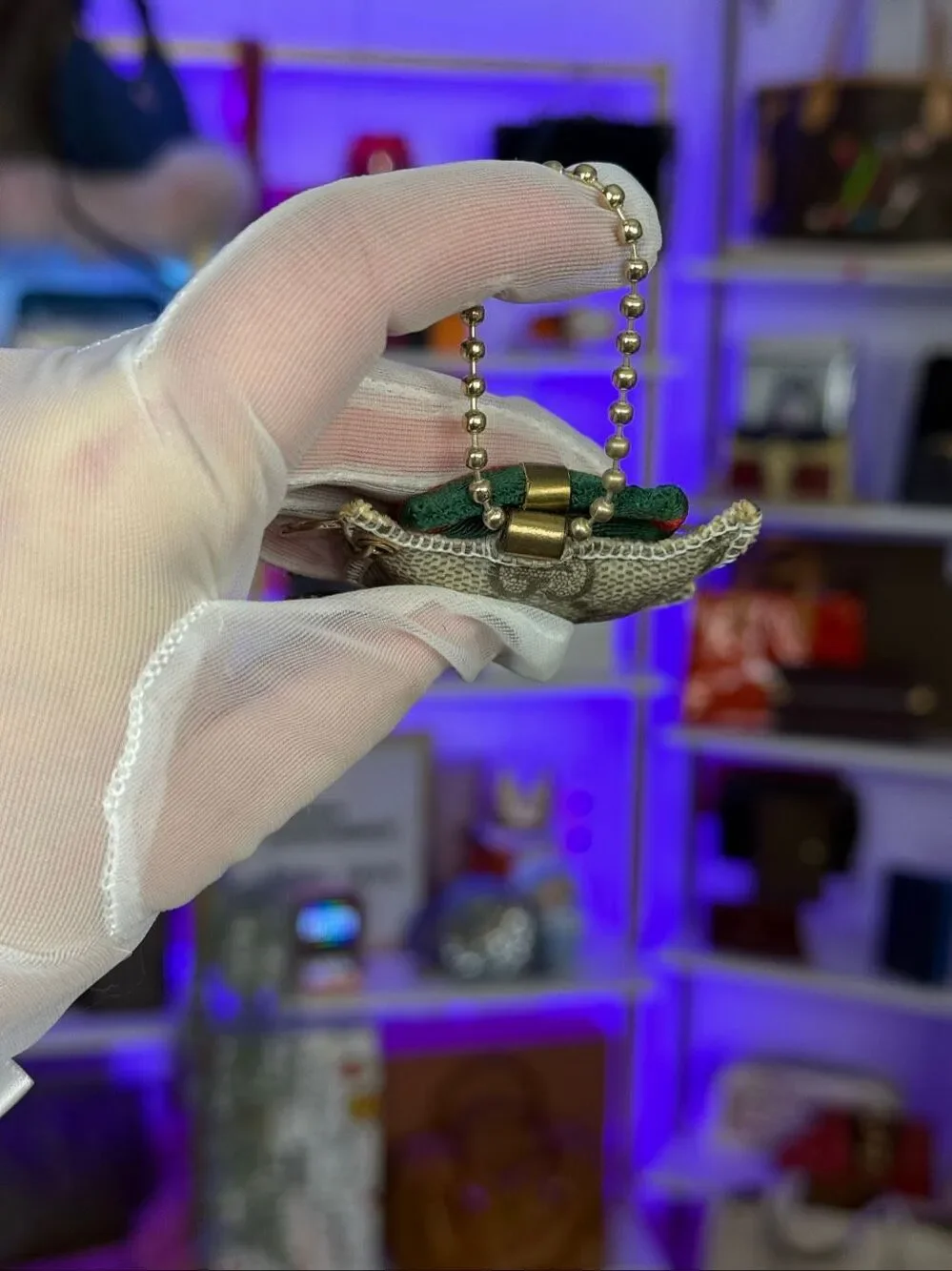 Gucci Guccioli Christina Cat bag Charm GG Canvas Leather